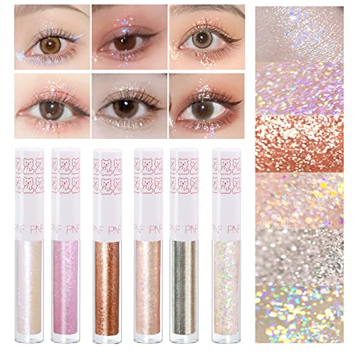 6Pcs Liquid Glitter Eyeshadow Set - Korean Makeup, Long Lasting