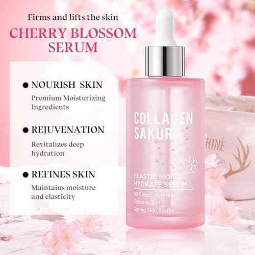 Skin Care Set-Travel Skincare Kit-Collagen Sakura Set with Mask,Eye Cream,Cleanser,Serum,Face Cream,Toner for Gift Sets for Teen Girls,Facial Skin Care Sets for Women Wife Teen Girls