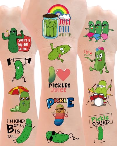 YanZonic 138 Pc Pickle Temporary Tattoos & Stickers