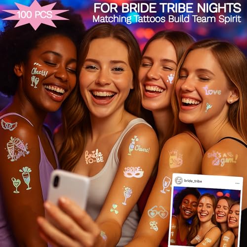 Bachelorette Tattoos - 100 Pc Iridescent Temporary Tattoo Set