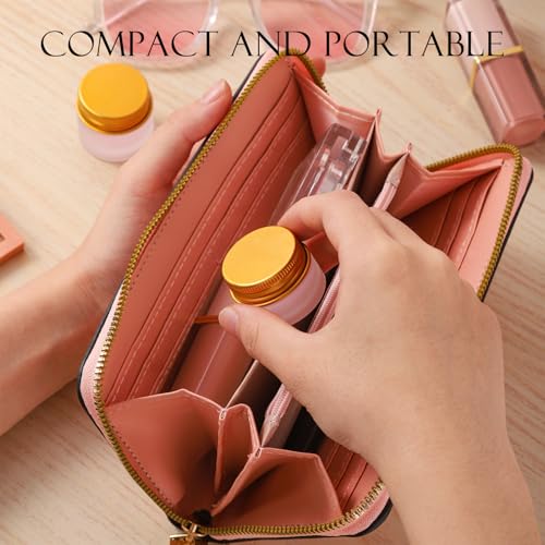 24 pack 5ml Frosted Glass Jars with Unbreak Metal Gold Lids Small Empty Travel Lotion Containers with Inner Liner Airtight Cosmetic Holder with Labels for Lip Balm Creams Body Butter