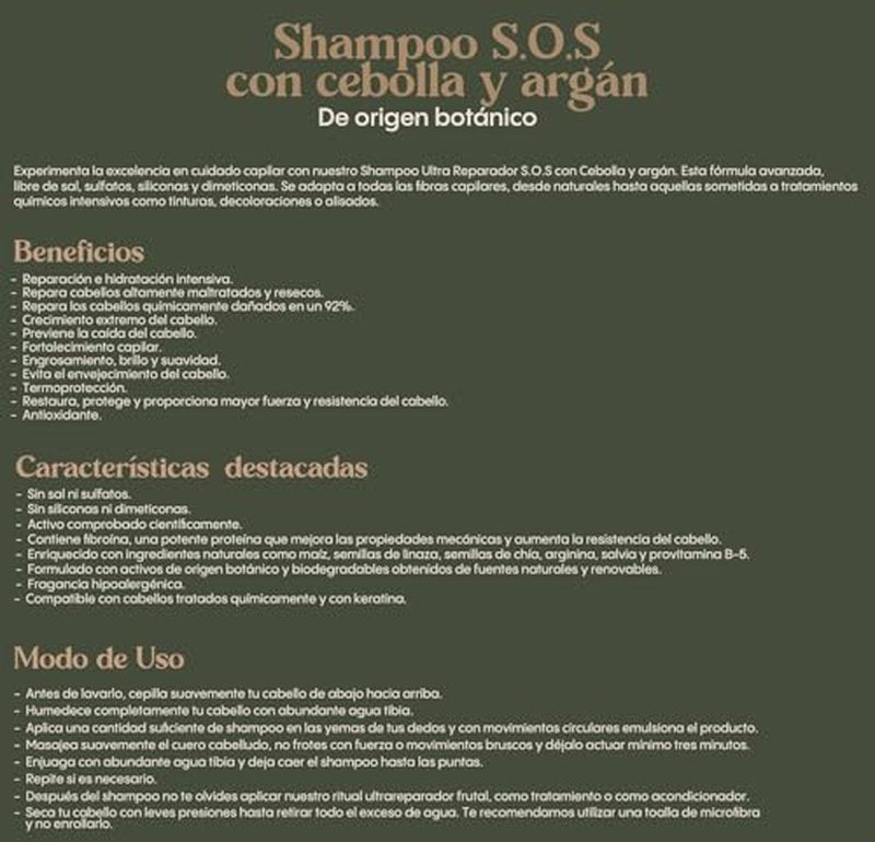 Ritual Botanico Onion Argan Repair Shampoo for Damaged Hair