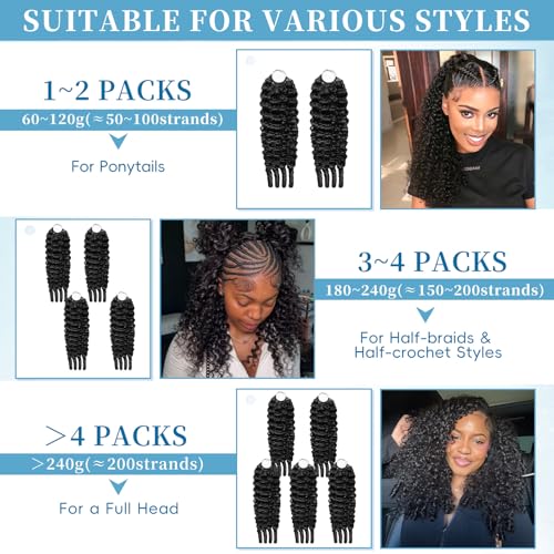Burmese Curly Human Crochet Hair Extensions 18 Inch 120g