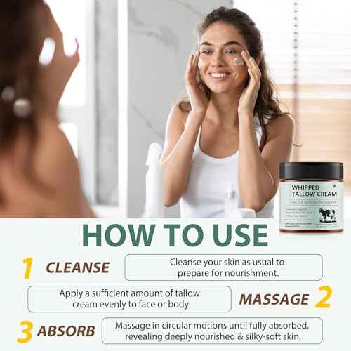 Beef Tallow for Skin, Tallow and Honey Balm, Organic Grass Fed Whipped Beef Tallow with Honey Beeswax, Deeply Moisturizes Face & Body, Repair Skin, 4.2 Oz