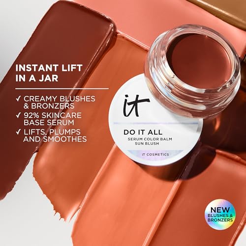 IT Cosmetics Do It All Serum Color Balm Sun Cream Blush & Bronzer, Blendable & Buildable, Lift, Reshape, All-Over Color, 24HR Hydration, Hyaluronic Acid, Peptides & Vitamin E - 0.63 oz
