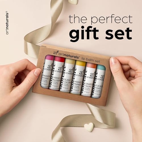 ArtNaturals Beeswax Lip Balm Gift Set ? 6 Pack Assorted Flavors with Coconut Oil, Aloe & Jojoba Oil ? Hydrating, Nourishing, Natural Lip Care