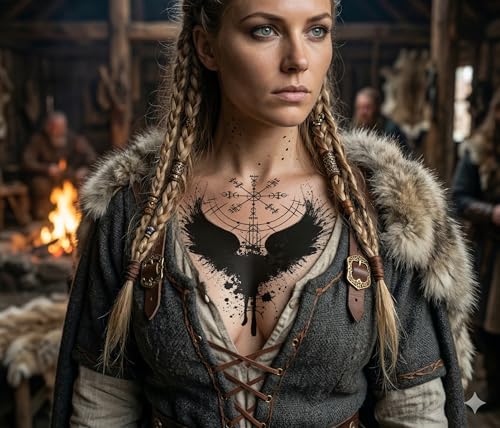 Viking Temporary Tattoos - 14 Sheet Pack with Ravens & Runes