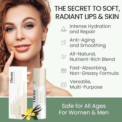 Organic Lip Balm Lip Treatment & Moisturizer for Dry Cracked Lips with Shea Butter & Vanilla, Ultra-Hydrating & Nourishing, Barrier-Repair Lip Therapy, Natural Skin Care, 6 Pack, Women & Men