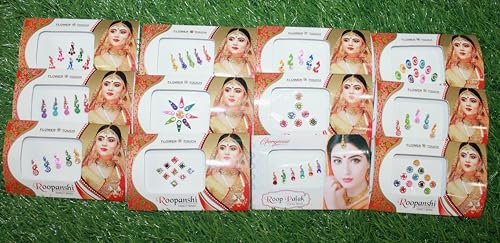 12 Combo Bindi Packs - Multicolor Face Jewels Stickers