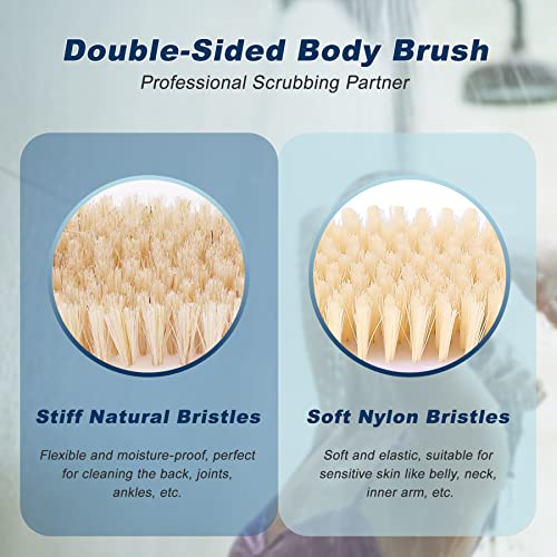 Long Handle Back Scrubber Brush for Shower – Double-Sided Exfoliating Body Brush for Women & Men