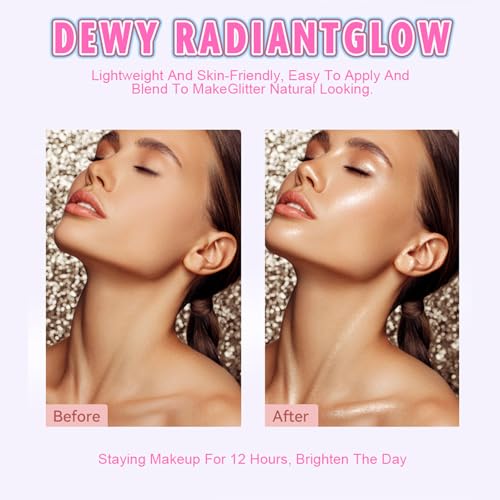 Cream Highlighter Stick 2-Pack - Jelly Gel Shimmer for Face & Body