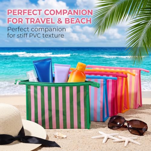 Hosuly 9-Pack Striped PVC Makeup Bags - Waterproof Travel Organizer