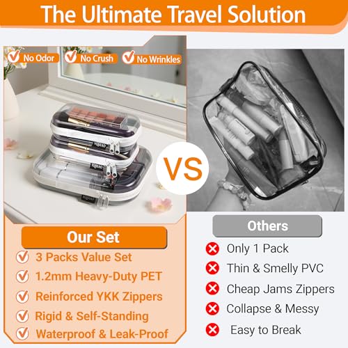 Clear Hard Shell Organizer Cases 3-Pack with YKK Zippers