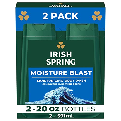 Irish Spring Moisture Blast Body Wash for Men, 20 Fl Oz (Pack of 2) & Moisture Blast Body Wash, 30 Oz Pump