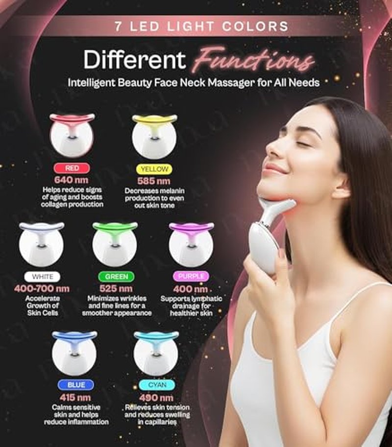 LuxeSkin 7-Color LED Red Light Therapy Facial Massager