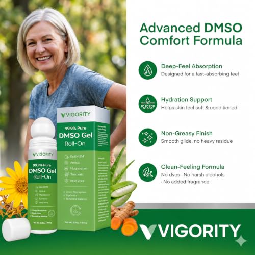 Vigority 99.9% Pure DMSO Roll-On Gel with Aloe Vera & Botanicals - 3.53 oz
