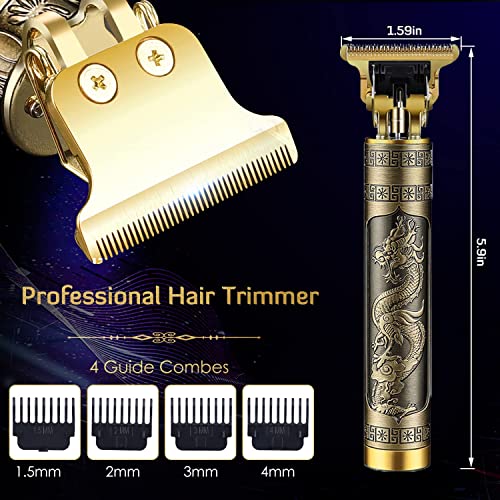 Professional Cordless Hair Trimmer, T-Blade Hair Clippers for Men, Zero Gapped Trimmer Rechargeable Beard Trimmer Edgers Clippers Hair Cutting Kit with Guide Combs, Ear Spoon Tool Set