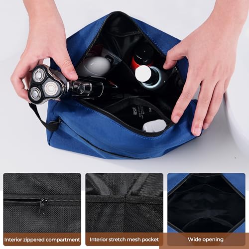 Elviros Travel Toiletry Bag Large Navy Blue Hanging Dopp Kit