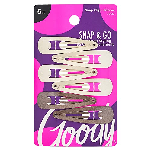 Goody Snap & Go Metal Contour Hair Clips - Blonde, Pack of 6, Comfortable All Day