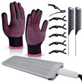 Heat Resistant Gloves & Hair Styling Kit - 11-Piece Set