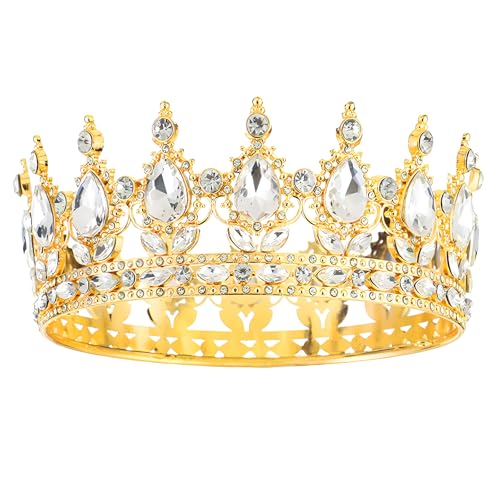 Gold Rhinestone Crown Tiara for Women - Royal Princess Wedding Accessory