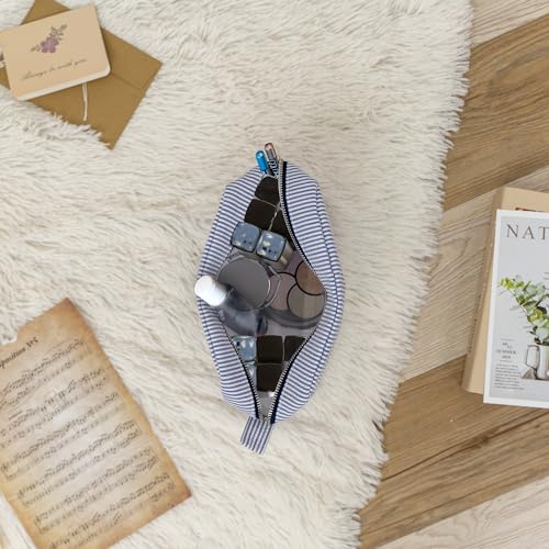 Personalized Seersucker Makeup Bag for Women - Custom Cosmetic Pouch