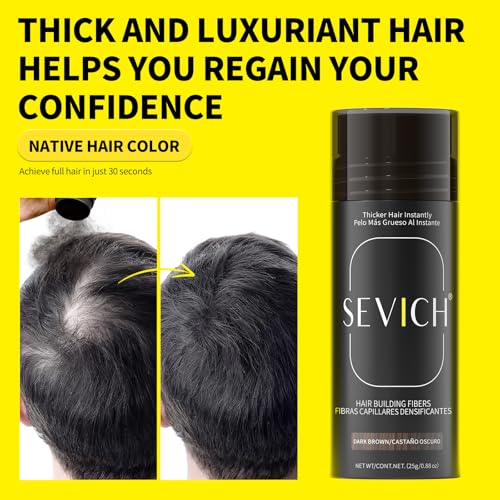SEVICH Hair Fibers Dark Brown 25g - Instant Thickening Keratin