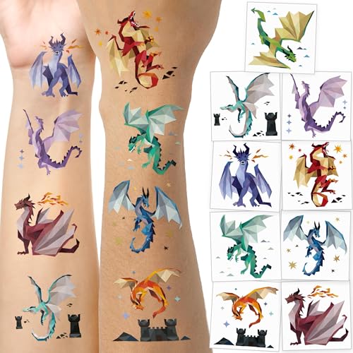 Dragon Temporary Tattoos - 108 Geometric Designs Party Favors
