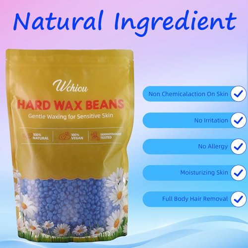 Hard Wax Beads, 1.2lb Wax Beads for Hair Removal, Sensitive Skin with Chamomile Formula, For Face Eyebrow Leg Bikini Brazilian Waxing, Waxing Beads for Beginners (Coarse Body Hair Specific)