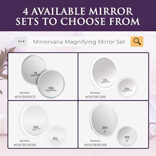 Mirrorvana Magnifying Mirror Set - 6" & 4" with 15X/20X Magnification