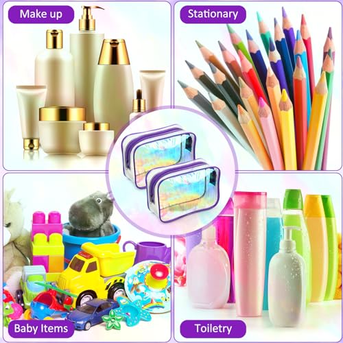 Weewooday 12 Pieces Clear Makeup Bags Cosmetic Storage Bags PVC Zipper Pouches Travel Waterproof Makeup Plastic Case for Women Organizing Toiletries Traveling Bathroom(Medium,Dazzling)