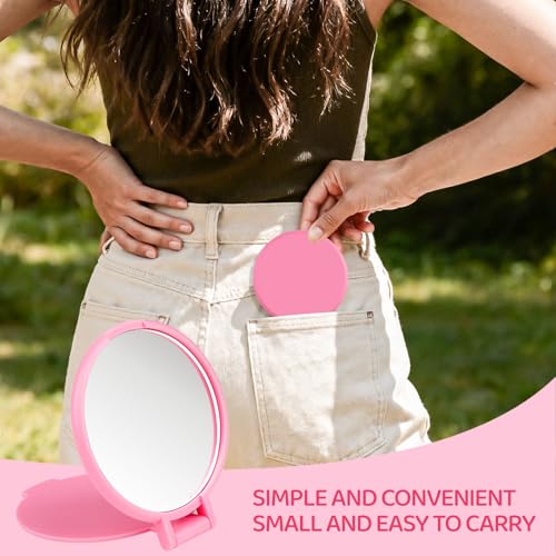 50 Pcs Compact Mirror Bulk, Small Pocket Mirror for Purse Travel Makeup Mirror for Women Girls Daily Use, Party Favors Quinceanera Gift,Pink