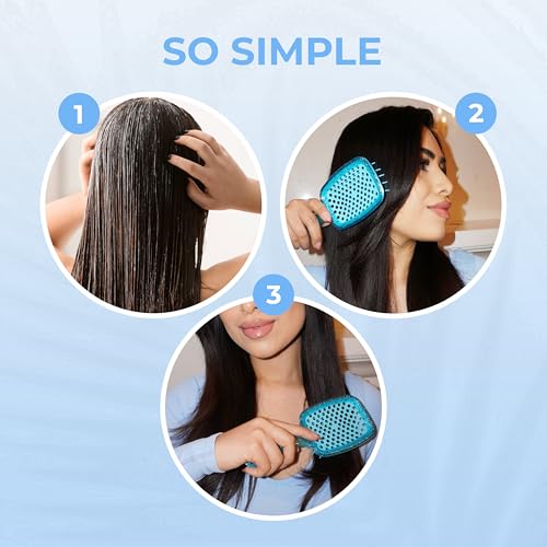 FHI Heat UNbrush Detangling Brush for Pain-Free Brushing on All Wet or Dry Hair Types — Durable DuoFlex Anti-Static Bristles, Lightweight Handle, Vented Hair Brush, Sapphire Blue