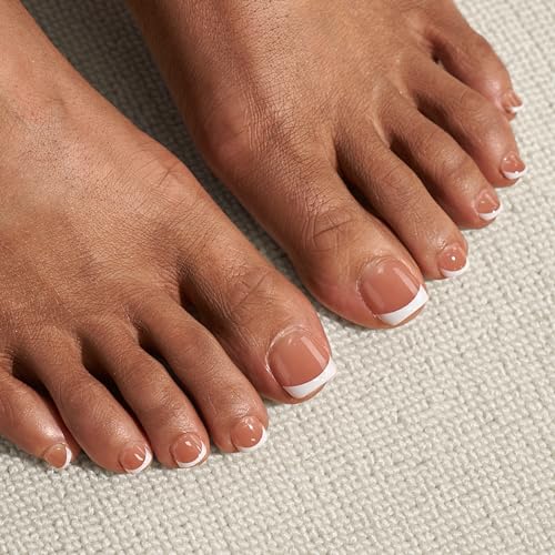 BTArtbox Press on Nails Toenails Short - Charmp & Classic White