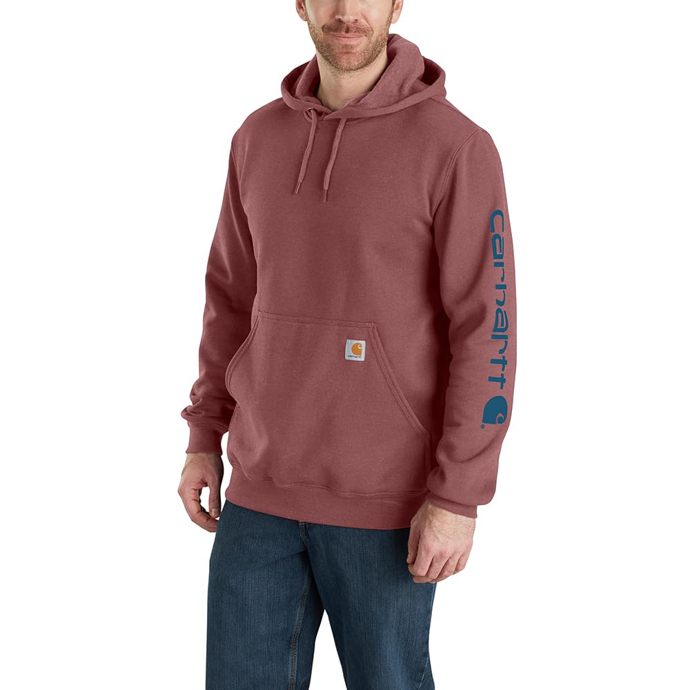 Carhartt Men's Loose Fit Midweight Logo Sleeve Graphic Sweatshirt, Apple Butter Heather