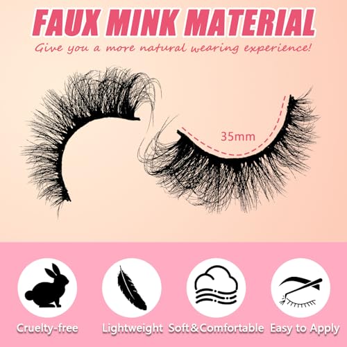Fake Eyelashes Fluffy Lashes D Curl Faux Mink Lashes Cat Eye Lashes Wispy Fake Lashes Fox Eye Manga Lashes Volume Strip Lashes 10 Pairs Pack by YILATAO (10Pairs-huangse-w68)