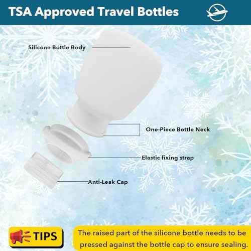 1oz Silicone Travel Bottles for Toiletries (4-Pack), TSA Approved Leakproof Toiletry Bottles with Locking Lid, Refillable Travel Size Containers for Shampoo, Body Wash, Camping & Trips