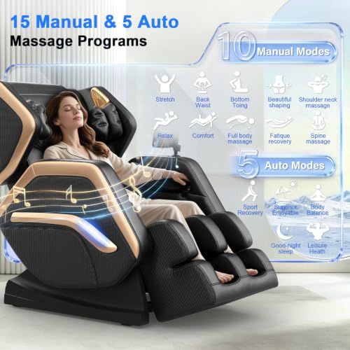 Zero Gravity Massage Chair - 10 Rollers, 8 Airbags, Heat & Bluetooth