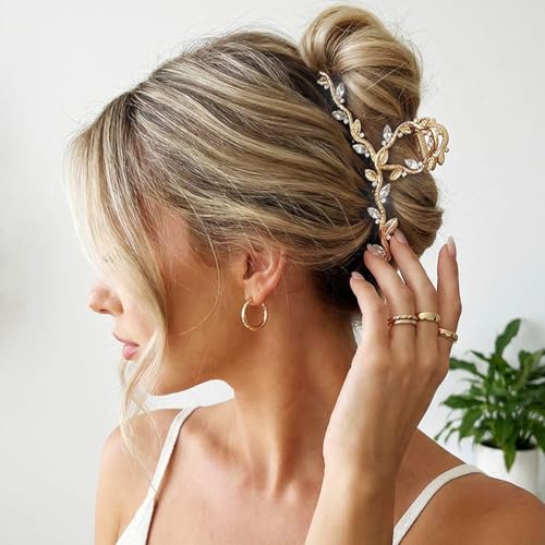 Gold Claw Hair Clips with Rhinestones - Pack of 2