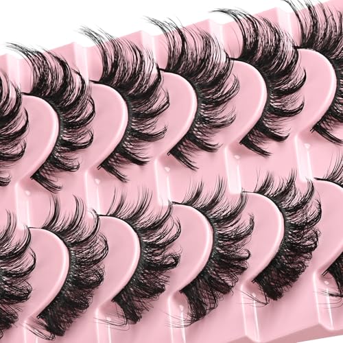 APCYUST Cat Eye False Mink Eyelashes - D Curl, Fluffy Demi Wispies