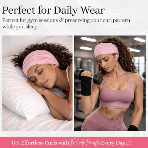 Curly Hair Headband for Women - Soft Stretchy Non-Slip Yoga Headband - Bubblegum Pink