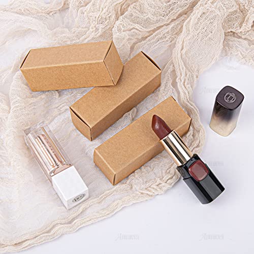AUEAR, 50 Pack Kraft Paper Lipstick Boxes Empty Lip Gross Box 3.35"x1.1"x1.1" Rectangle Balm Perfume Essence Oil Packaging Cases for DIY Gloss Gift Packing
