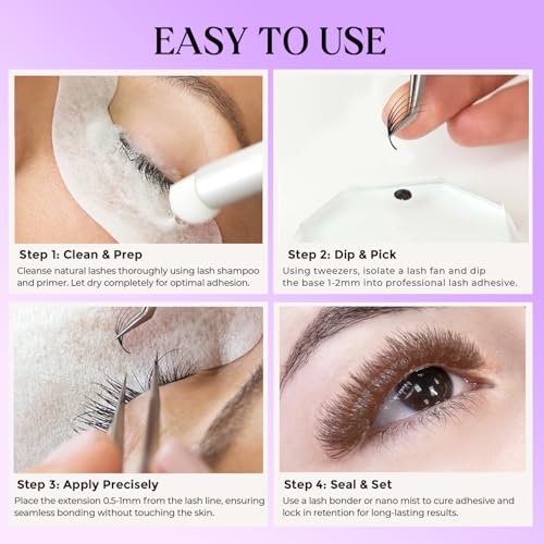 600 6D Premade Lash Fans Dark Brown 8-15mm Mix