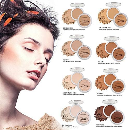 AQUAPURITY - PHOERA Sheer Matte Fixing Powder Makeup Base Fixer Setting Powder Foundation Fixing Compact Pressed Powder Long Lasting Make Up Fixer Skin Vitamin E Beauty Blender (202 Natural Beige¡¦)