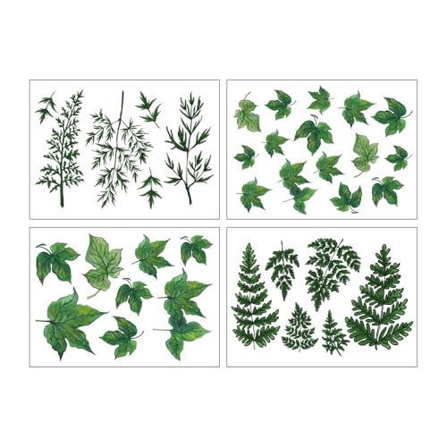 Green Fern Temporary Tattoo Sticker Waterproof Plant Leaf Sunflowers Adult Men Women Vintage 15X11cm Set of 4 (SF254)