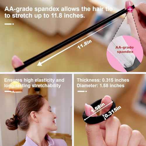 120pc Hair Ties No Damage Snag Free for Thick Hair, Seamless No Pull Elastic Ponytail Holders for Women Girls(Classic 5 Colors)