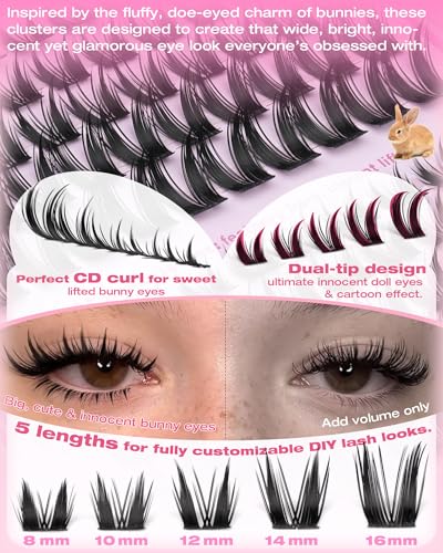 Bunny Lash Clusters & Fairy Bottom Lashes Kit 8-16mm