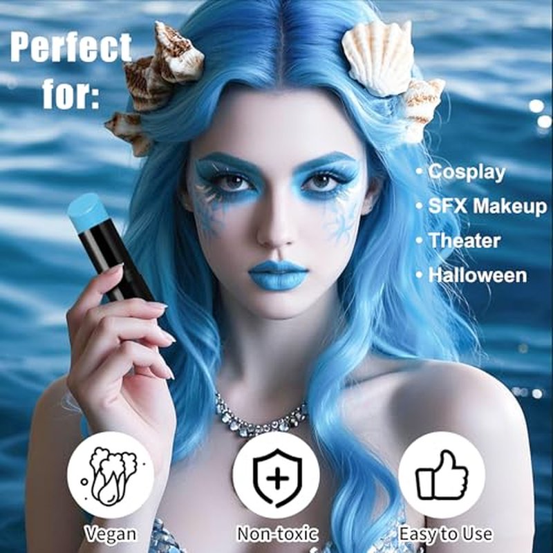 Drawdart Cream Face Paint Stick - Full Coverage Light Blue