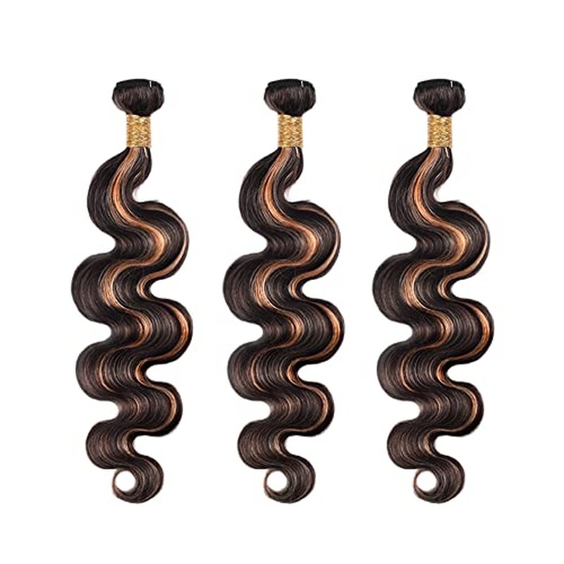 28-30-32 Inch Highlight Body Wave Hair Bundles | Virgin Human Hair 1B/30