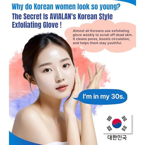 Exfoliating Glove Korean Skin Care Body wash loofah face Lip Body Scrub Dry Brushing Body Brush Foot Back Scrubber scrubbing Bathing Sponge Black Head Remover Gloves (4colors, 4pack)